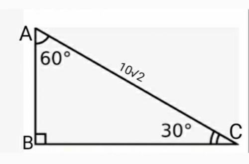 If the hypotenuse of a 30°-60°-90° Triangle is 10√2, find the length of the other two sides.