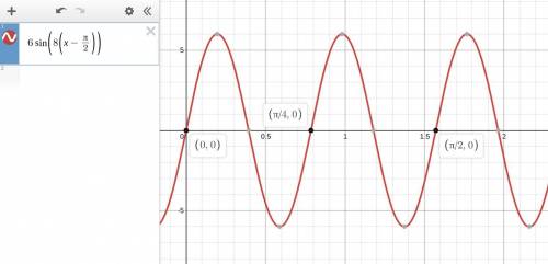 What is the general equation of a sine function with an amplitude of 6, a period of startfraction pi
