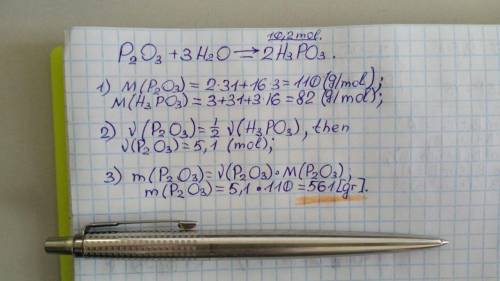 Consider the balanced reaction

below:
P2O3 + 3H2O → 2H3PO3
How many grams of diphosphorus
trioxide